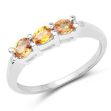 0.60 Carat Genuine Yellow Sapphire .925 Sterling Silver Ring