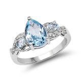 2.31 ct. Genuine Blue Topaz and White Topaz .925 Sterling Silver Ring