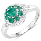 0.65 ct Genuine Emerald .925 Sterling Silver Ring