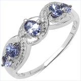 0.51 Carat Genuine Tanzanite .925 Sterling Silver Ring