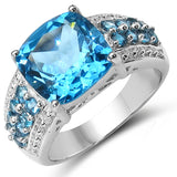 5.91 Carat Genuine Blue Topaz .925 Sterling Silver Ring