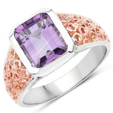3.25 ct. Genuine Amethyst .925 Sterling Silver Ring