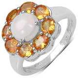 2.65 Carat Genuine Ethiopian Opal & Spessartite .925 Sterling Silver Ring