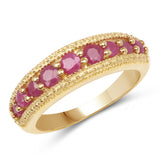 14K Yellow Gold Plated 0.90 ct. Genuine Ruby .925 Sterling Silver Ring for women