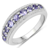 0.72 Carat Genuine Tanzanite .925 Sterling Silver Ring