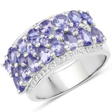 2.59 Carat Genuine Tanzanite .925 Sterling Silver Ring