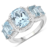 5.34 Carat Genuine Blue Topaz .925 Sterling Silver Ring