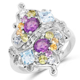 2.28 Carat Genuine Multi Stone .925 Sterling Silver Ring