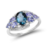 2.41 Carat Genuine London Blue Topaz & Tanzanite .925 Sterling Silver Ring