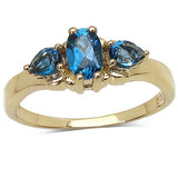 14K Yellow Gold Plated 1.05 Carat Genuine London Blue Topaz .925 Sterling Silver Ring