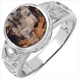 3.06 Carat Genuine Smoky Quartz .925 Sterling Silver Ring