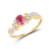 14K Yellow Gold Plated 0.52 ct. Genuine Ruby .925 Sterling Silver Ring