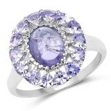 3.85 ct. Genuine Tanzanite .925 Sterling Silver Ring
