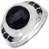 2.64 Carat Genuine Black Onyx & Black Spinel .925 Sterling Silver Ring