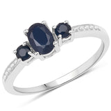 0.70 Carat Genuine Blue Sapphire .925 Sterling Silver Ring