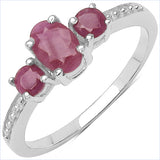 0.79 Carat Genuine Ruby .925 Sterling Silver Ring
