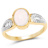 14K Yellow Gold Plated 0.83 Carat Genuine Ethiopian Opal .925 Sterling Silver Ring