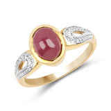 14K Yellow Gold Plated 1.80 ct. Genuine Ruby .925 Sterling Silver Ring
