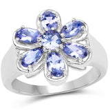 1.73 Carat Genuine Tanzanite .925 Sterling Silver Ring