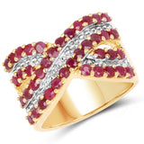 14K Yellow Gold Plated 1.80 Carat Genuine Ruby .925 Sterling Silver Ring