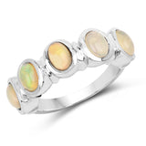 1.40 Carat Genuine Opal .925 Sterling Silver Ring