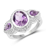3.30 ct. Genuine Amethyst .925 Sterling Silver Ring for women