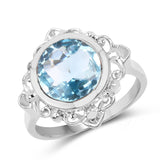 4.27 Carat Genuine Blue Topaz .925 Sterling Silver Ring