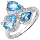 2.48 Carat Genuine Blue Topaz & Swiss Blue Topaz .925 Sterling Silver Ring