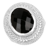 6.60 Carat Genuine Black Onyx .925 Sterling Silver Ring
