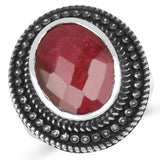 10.80 Carat Dyed Ruby .925 Sterling Silver Ring