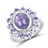 3.76 Carat Genuine Tanzanite .925 Sterling Silver Ring