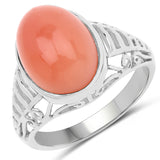 6.00 ct. Genuine Peach Moonstone .925 Sterling Silver Ring