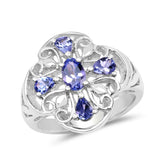 1.00 Carat Genuine Tanzanite .925 Sterling Silver Ring for women