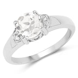 1.16 Carat Genuine Crystal Quartz & White Topaz .925 Sterling Silver Ring