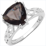 3.10 Carat Genuine Smoky Quartz .925 Sterling Silver Ring