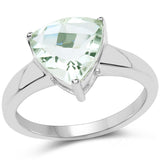 2.25 Carat Genuine Green Amethyst .925 Sterling Silver Ring