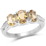 1.66 ct. Genuine Champagne Quartz .925 Sterling Silver Ring