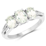 1.70 Carat Genuine Green Amethyst .925 Sterling Silver Ring