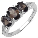 1.58 Carat Genuine Smoky Quartz .925 Sterling Silver Ring