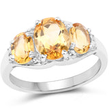 2.07 Carat Genuine Citrine & White Topaz .925 Sterling Silver Ring
