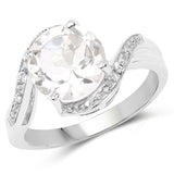 2.53 Carat Genuine Crystal Quartz & White Topaz .925 Sterling Silver Ring