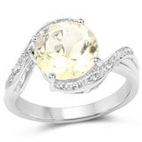 2.50 Carat Genuine Lemon Topaz and White Topaz .925 Sterling Silver Ring
