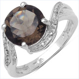 2.44 Carat Genuine Smoky Quartz & White Topaz .925 Sterling Silver Ring