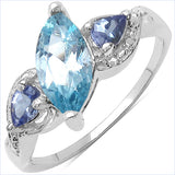 1.48 Carat Genuine Blue Topaz & Tanzanite .925 Sterling Silver Ring
