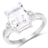 3.42 Carat Genuine Crystal Quartz & White Topaz .925 Sterling Silver Ring