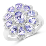 1.84 Carat Genuine Tanzanite .925 Sterling Silver Ring