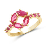 14K Yellow Gold Plated 1.47 Carat Genuine Ruby .925 Sterling Silver Ring
