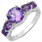 2.03 Carat Genuine Amethyst .925 Sterling Silver Ring