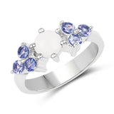 1.19 Carat Genuine Opal & Tanzanite .925 Sterling Silver Ring