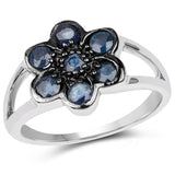 0.84 ct. Genuine Blue Sapphire .925 Sterling Silver Ring